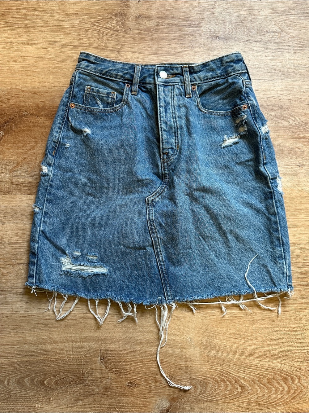 Old Navy Distressed Blue Denim Mini Skirt